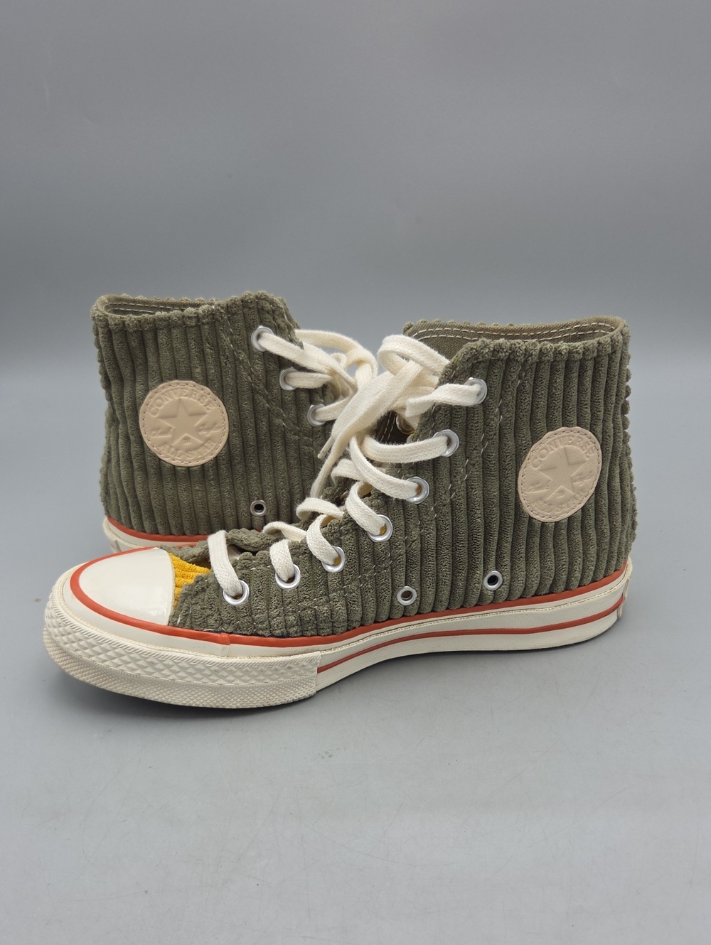 Converse Corduroy Green Olive Lace Up Sneakers Women 6 - Picture 3 of 10